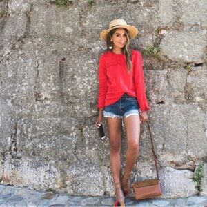 Jcrew red linen blouse size 6